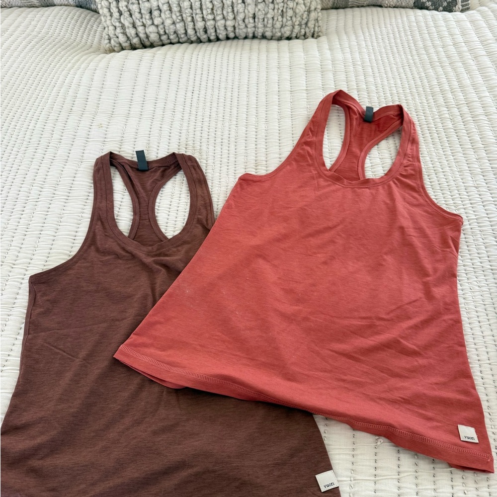 Vuori Brown and Coral Muscle Tees